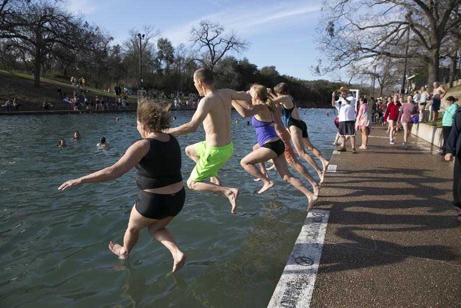 Barton Springs Polar Bear Splash + lunch at Shady Grove Hill Country