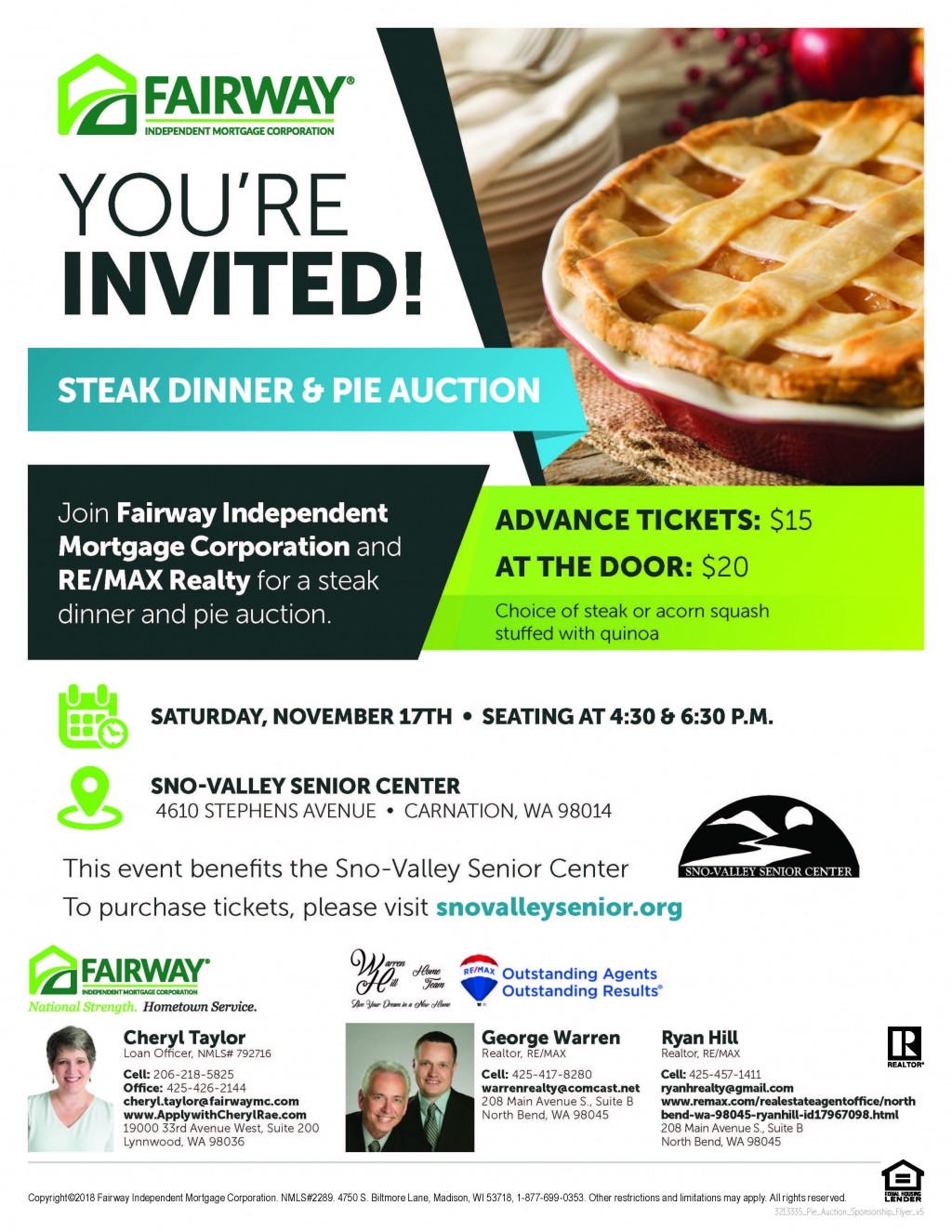 steak dinner and pie auction at the sno valley senior center pie auction