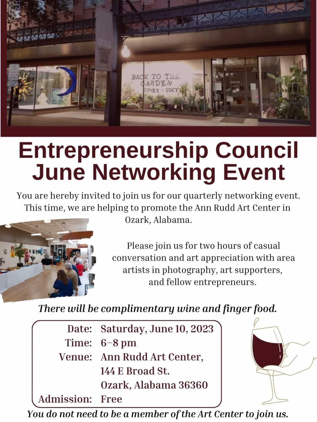 Networking Event at the Ann Rudd Art Center in Ozark, AL Computer