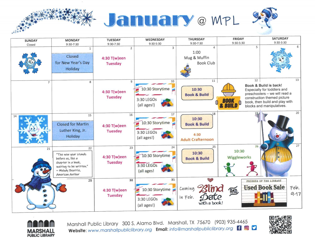 Marshall Public Library January Events Marshall Public Library January Events