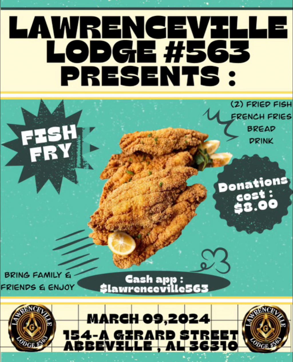Lawrenceville lodge 563 fish fry Computer Printing Etc. Project A