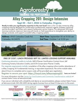 Image for Alley Cropping 201: Design IntensiveREGISTER TODAY! SEATS ARE LIMITEDSeriously, Don’t Miss Out. You’ll Never Forgive Yourself.