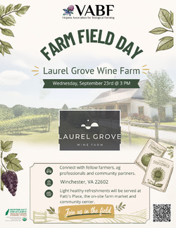 Image for VABF FARM TOUR@ LAUREL GROVE WINE FARMGRAPES & MARKET GARDENCOME JOIN US!