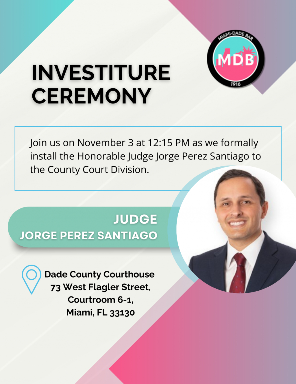 Image for Investiture of Judge Perez Santiago