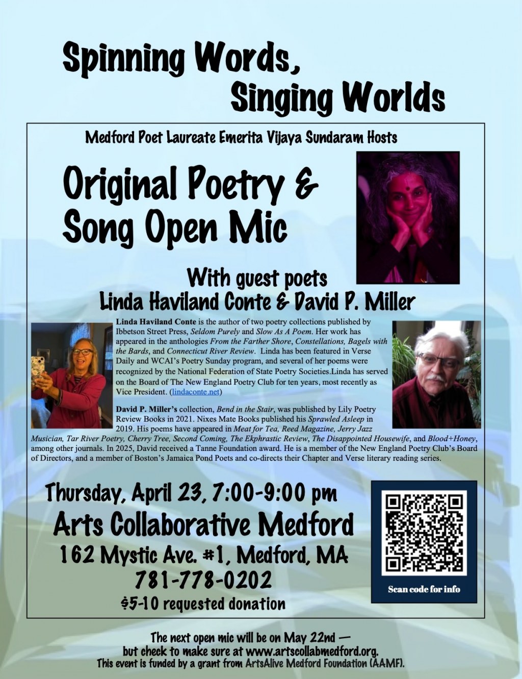 Image for Original Poetry Open Mic with guest poets Linda Haviland Conte & David P. Miller