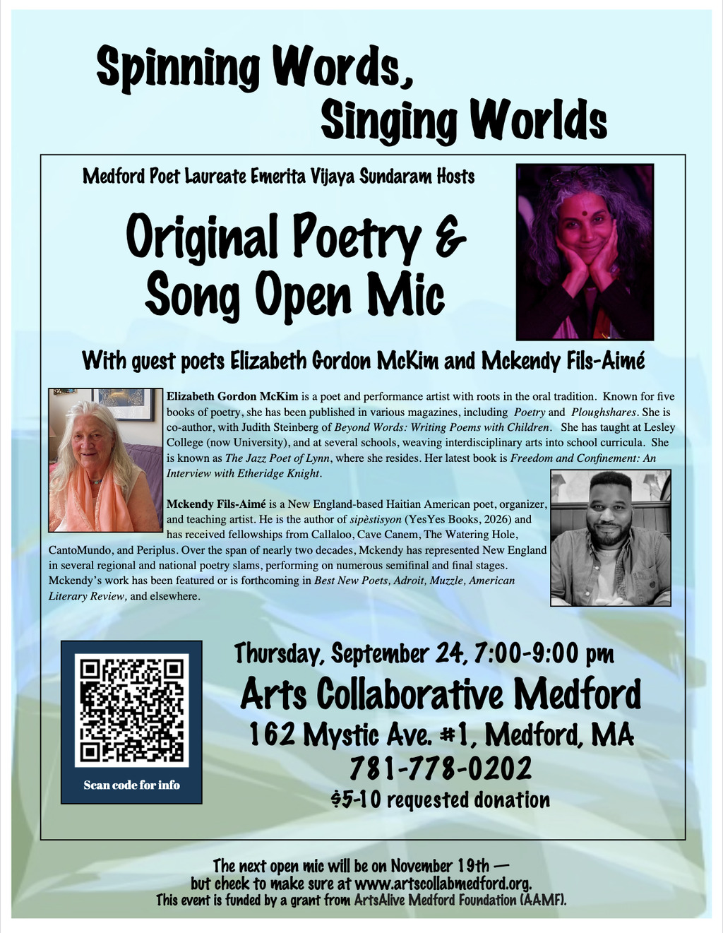Image for Original Poetry Open Mic with Guest Poets Elizabeth Gordon McKIm and Mckendy Fils-Aimé