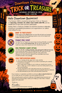 Downtown Clawson's Trick or Treasure flyer